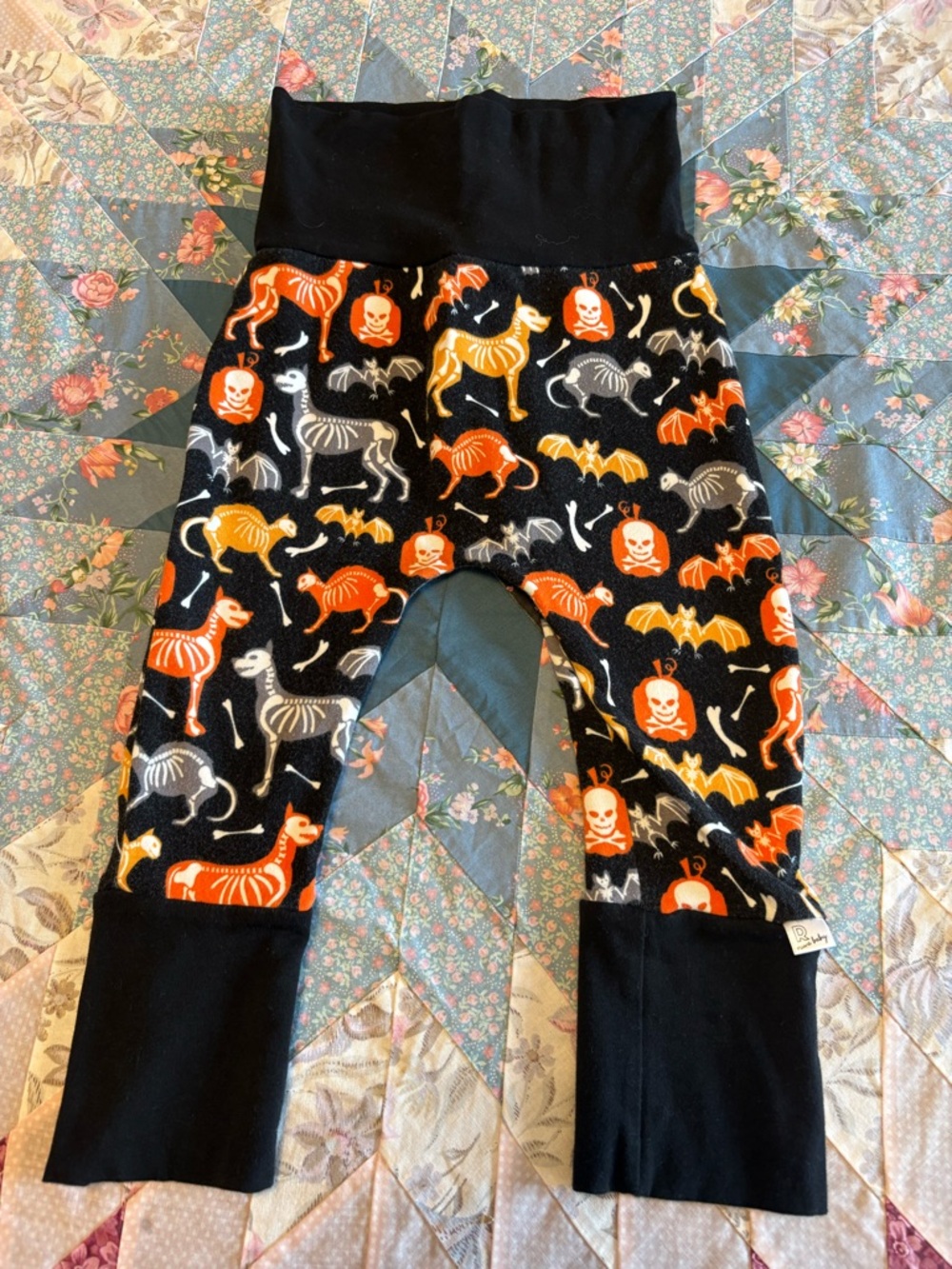 Small Shop Kids Halloween Skeleton Animal Print Grow with Me - Black & Orange